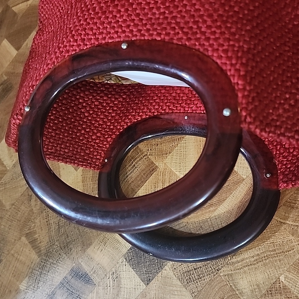 Vintage MCM red Jute Hand bag clutch - Picture 4 of 16